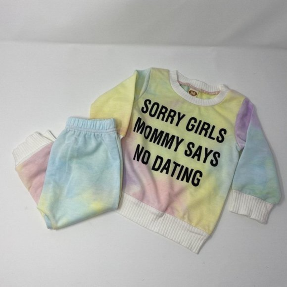 Graphic 2pc‎ Boys Tie Dye Pant Set "Sorry Girls Mommy Says No Dating" 2T(90)